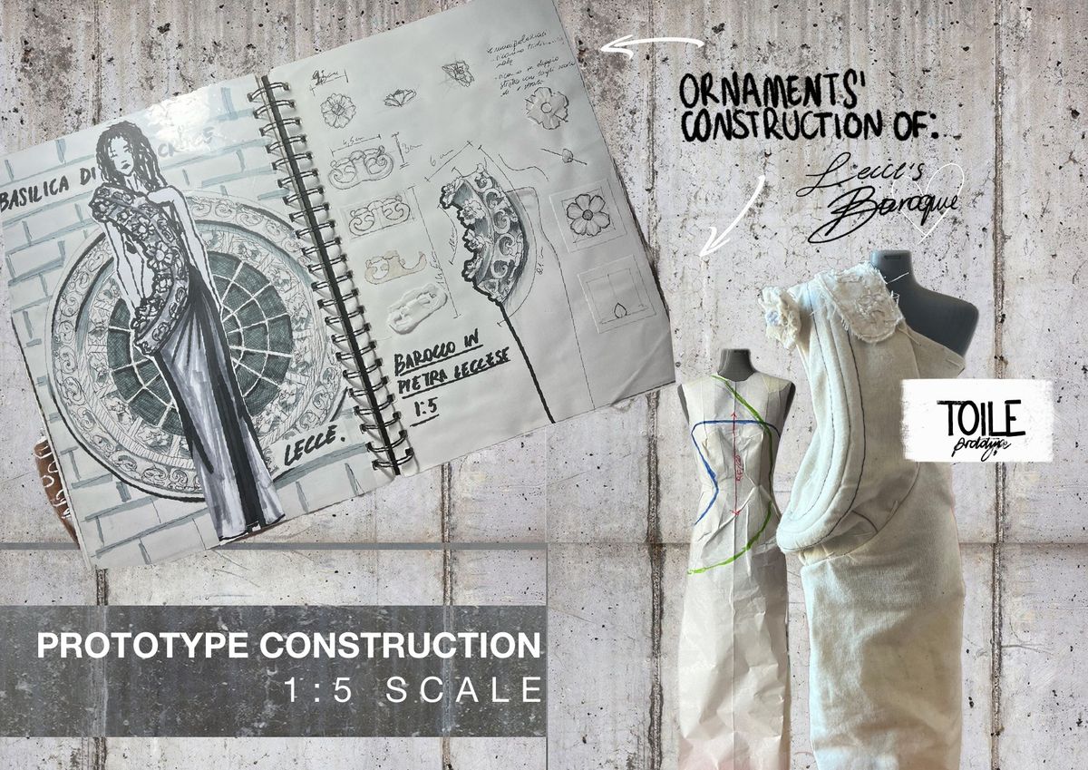 Sketchbook and toile for ornaments inspired by Lecce Baroque